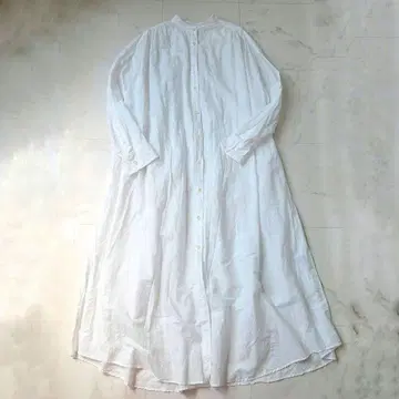 플라주 롱 셔츠 원피스 린넨 코튼 화이트 38