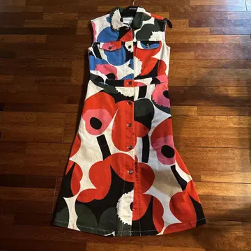 marimekko 플라워 패턴 슬리브리스 원피스 XS