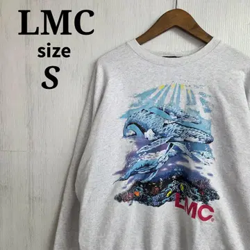 LMC 맨투맨 S 그레이 빅 프린트 바다 고래