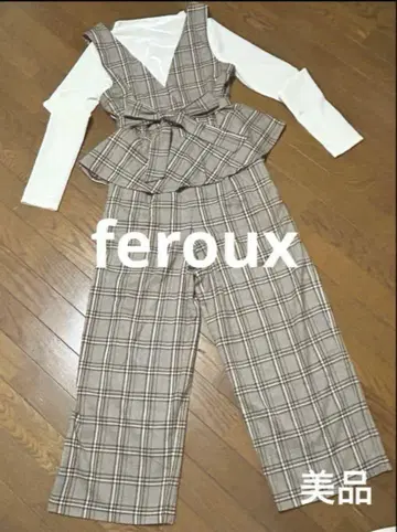 새상품급 feroux 트렌드 뷔스티에 팬츠 세트 체크