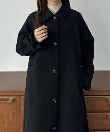 callautia 헤링본 스텐 칼라 롱 코트