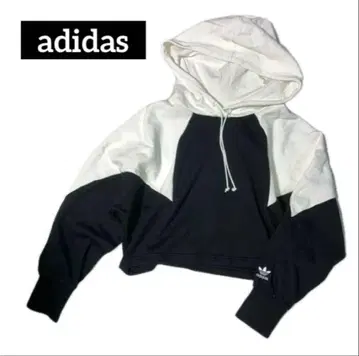 [ adidas ] 크롭 후드티 화이트/블랙