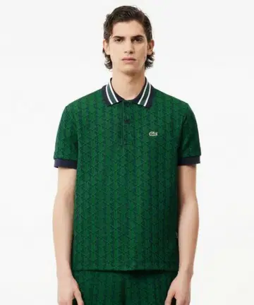 [레어] Lacoste 모노그램 자카드 클래식 피케 셔츠