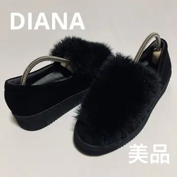 새상품급 DIANA 다이애나 에코 퍼 슬립온 통굽 스웨이드 블랙 24