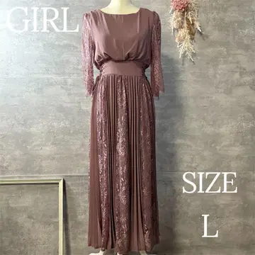 GIRL 레이스&쉬폰 플리츠 롱 플레어 결혼식 파티 드레스 L 사이즈