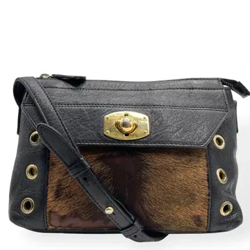 고품질 FURLA 훌라 숄더백 송치 가죽 블랙 사선 가케