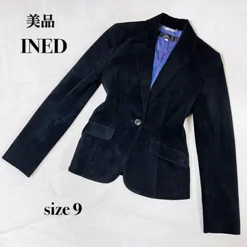 새상품급 INED 이네드 벨로아 테일러드 자켓 블랙 사이즈 9