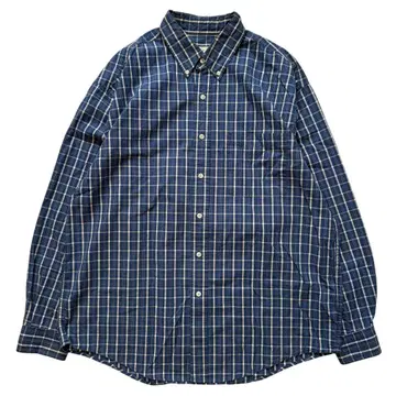 00's Eddie Bauer 블루 x 화이트 긴팔 체크 셔츠