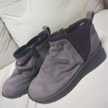 퍼플 그레이 스웨이드 지퍼 부츠 사이드 고어 마드라스 23cm