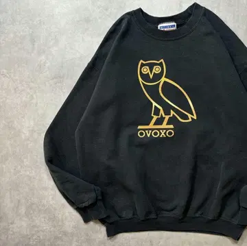 Hanes [ OVO ] 초기 블랙 로고 프린트 맨투맨