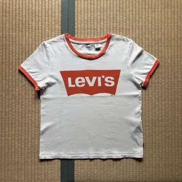 Levi's 로고 반팔 링거 티셔츠 S 사이즈 화이트/오렌지