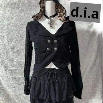d.i.a. 헤이세이 갸루 Y2K 그런지 표범 무늬 블랙 갸루 상의