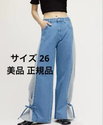아메리 SIDE SWITCH 2WAY RIBBON DENIM PANTS
