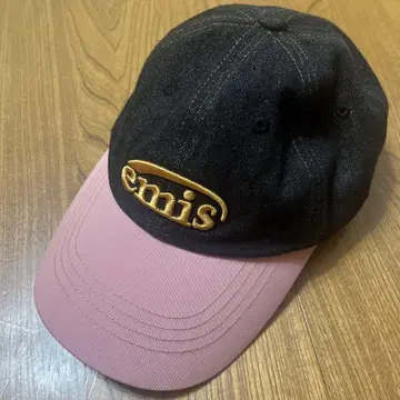 emis 워시 데님 블랙/핑크 캡