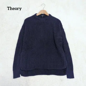 Theory 띠어리 근년 캐시미어 코튼 크루넥 니트 네이비