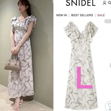 SNIDEL 리본 무늬 프릴 원피스 L 사이즈