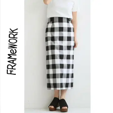 FRAMeWORK 블록 체크 타이트 스커트