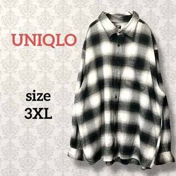 유니클로 [ 3XL ] 체크 코튼 셔츠 빅 루즈 빅 사이즈 UNIQLO
