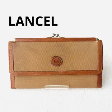 [ Lancel ] 가죽 x 캔버스 장지갑 가마구치 수납력