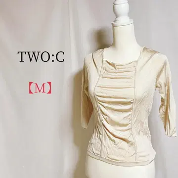 TWO:C 티셔츠 셔츠 7부 소매 가슴 셔링 38 베이지