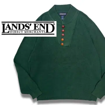 90s USA제 LANDS' END 헨리넥 니트 코튼 니트