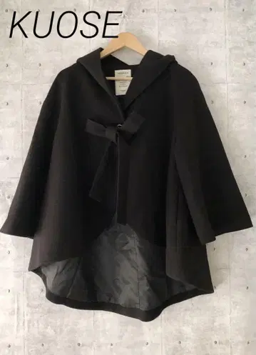 KUOSE 쿠오세 리본 컬러 코트 후디 블랙 XS 사이즈