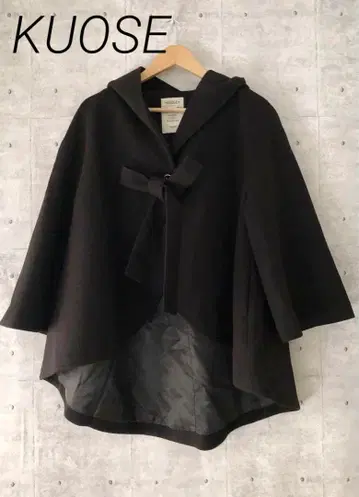 KUOSE 쿠오세 리본 컬러 코트 후디 블랙 XS 사이즈