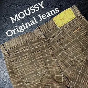 MOUSSY 오리지널 jeans 브라운 체크 무늬 부츠컷 데님