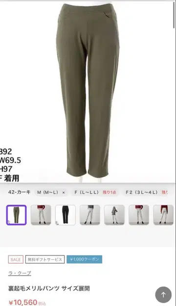 LACOUPE 속기모 메릴 팬츠 M 카키