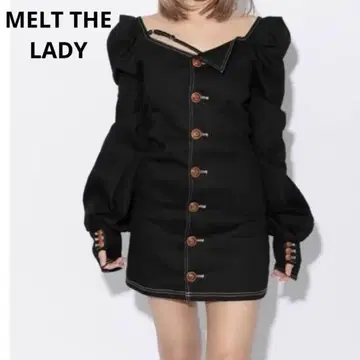 MELT THE LADY 비대칭 볼륨 슬리브 미니 원피스