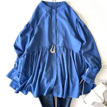 새상품급 그린 라벨 릴랙싱 밴드 카라 튜닉 블라우스 23AW