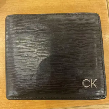 CK 2단 접이식 지갑 블랙 가죽