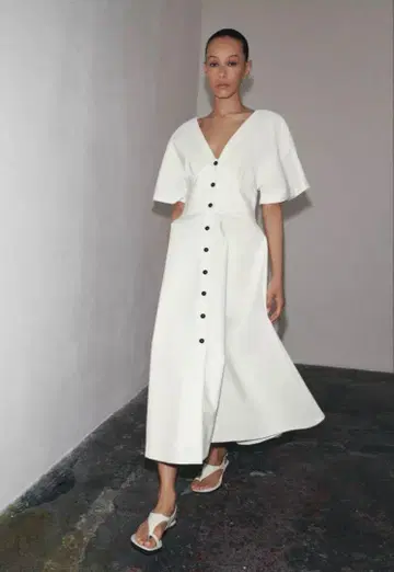 ZW COLLECTION 버튼 미디 원피스 ZARA 자라