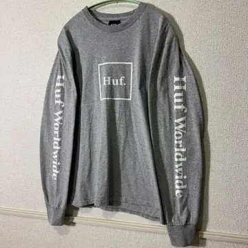 HUF 월드와이드 양쪽 소매 프린트 롱 티셔츠 그레이 L Tee