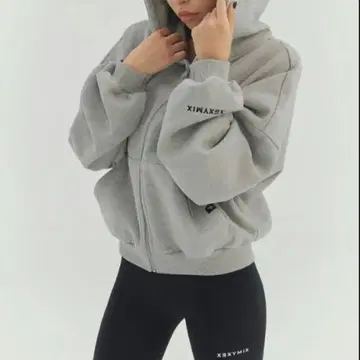 [ XEXYMIX ] 너핑 후드 지퍼 그레이 후드티 한국