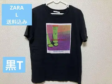 ZARA 그래픽 프린트 T셔츠 L 블랙 배송비 포함