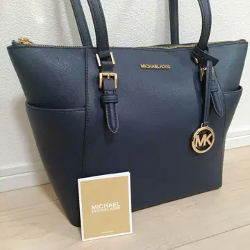 미사용 MICHEAL KORS 토트백 가죽 네이비 A4