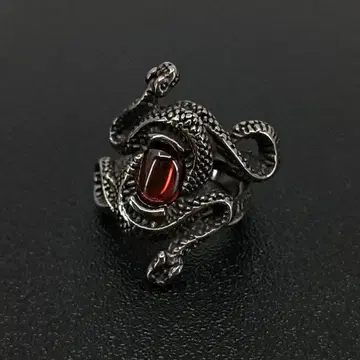 빈티지 메두사 스네이크 지르코니아 실버 반지 14호