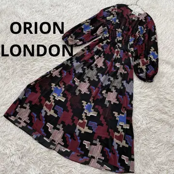 ORIONLONDON 올 패턴 쉬폰 소매 A라인 허리밴딩 원피스