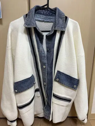 데님 카라 부착 오버 사이즈 자켓
