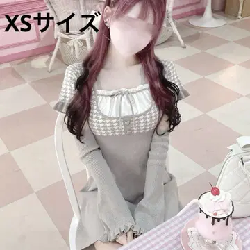 HoneyMew 허니뮤우 암커버 포함 하운드투스 체크 패턴 원피스