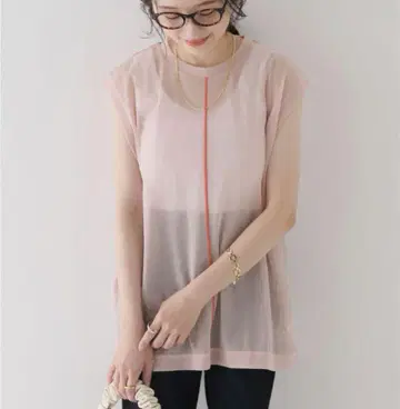 [ CLANE ] 라인 시어 숏 슬리브 상의