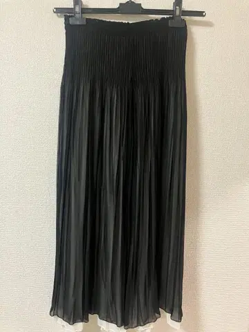 비비안 탐 플리츠 롱 팬츠 블랙 아이보리 리버서블