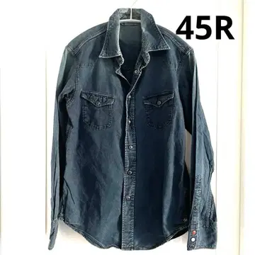 [ 새상품급 ] 45R 45rpm 인디고 빈티지 데님 셔츠 사이즈 2