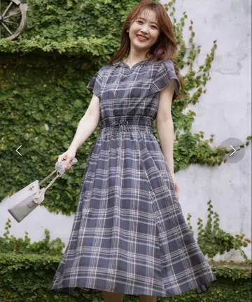 [ 새상품 ] ANY SIS 시어 체크 원피스 (네이비)