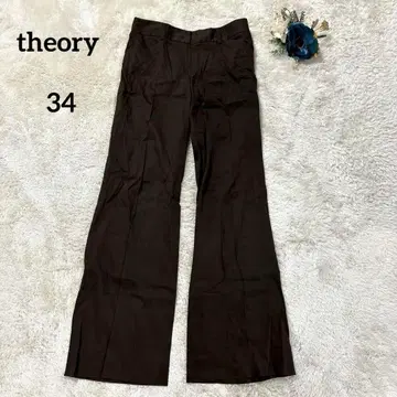 [ 띠어리 ] theory 린넨 와이드 와이드 레그 슬랙스 브라운 34