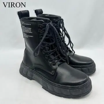 VIRON 비론 레이스업 부츠 블랙 통굽 모드 캐주얼