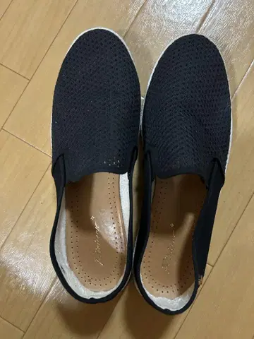 남성용 블랙 메쉬 슬립온