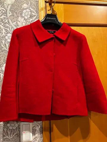 스윙 자켓 카라 부착 레드 양모