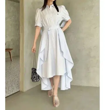 [ POLO BCS 콜라보 ] 헤멀레이어드 셔츠 원피스 dazzlin S